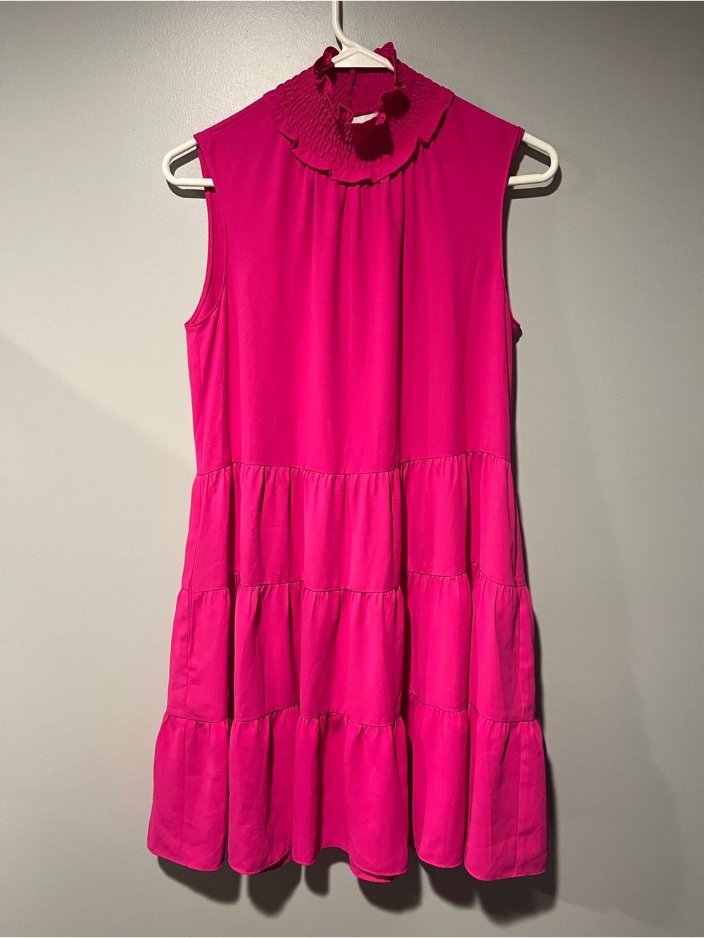 Amanda Uprichard Nadia Sleeveless Tiered Mini Dress in Fuchsia